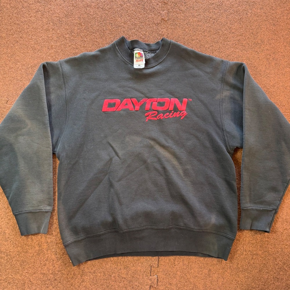 Fruit of the Loom Dayton Racing Sweatshirt Mens Large Black Vintage Graphic Crew